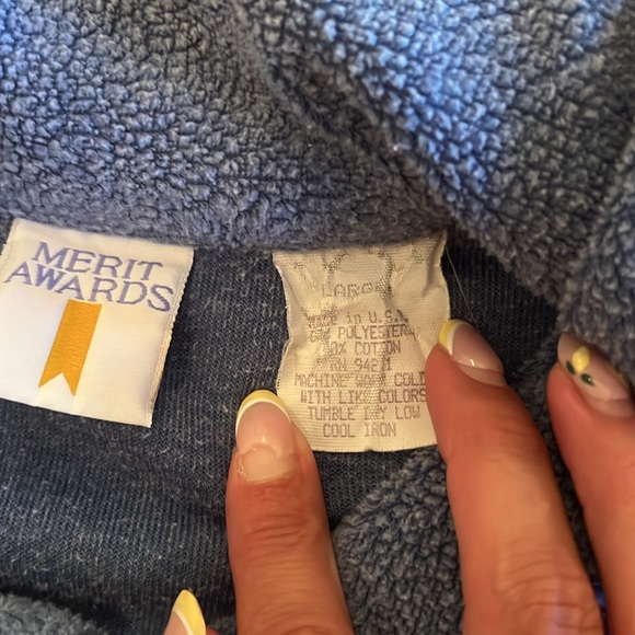 Merit Awards Women’s Blue Fleece Sherpa Button Down Shacket Size Large - Picture 3 of 9